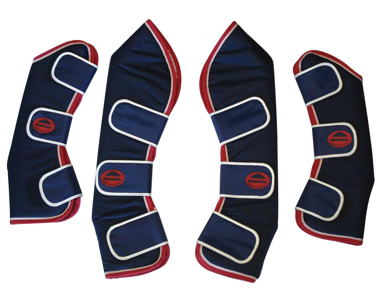 Weatherbeeta Wide Tab Long Travel Boots Navy/Red/White Cob