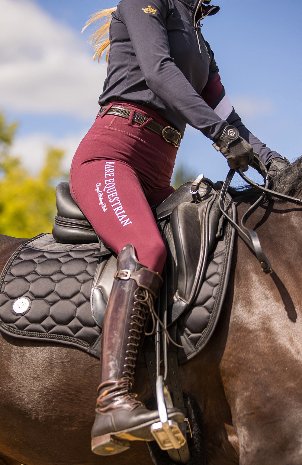 Bare Equestrian Royal Riding Club Riding Tights Burgundy - M