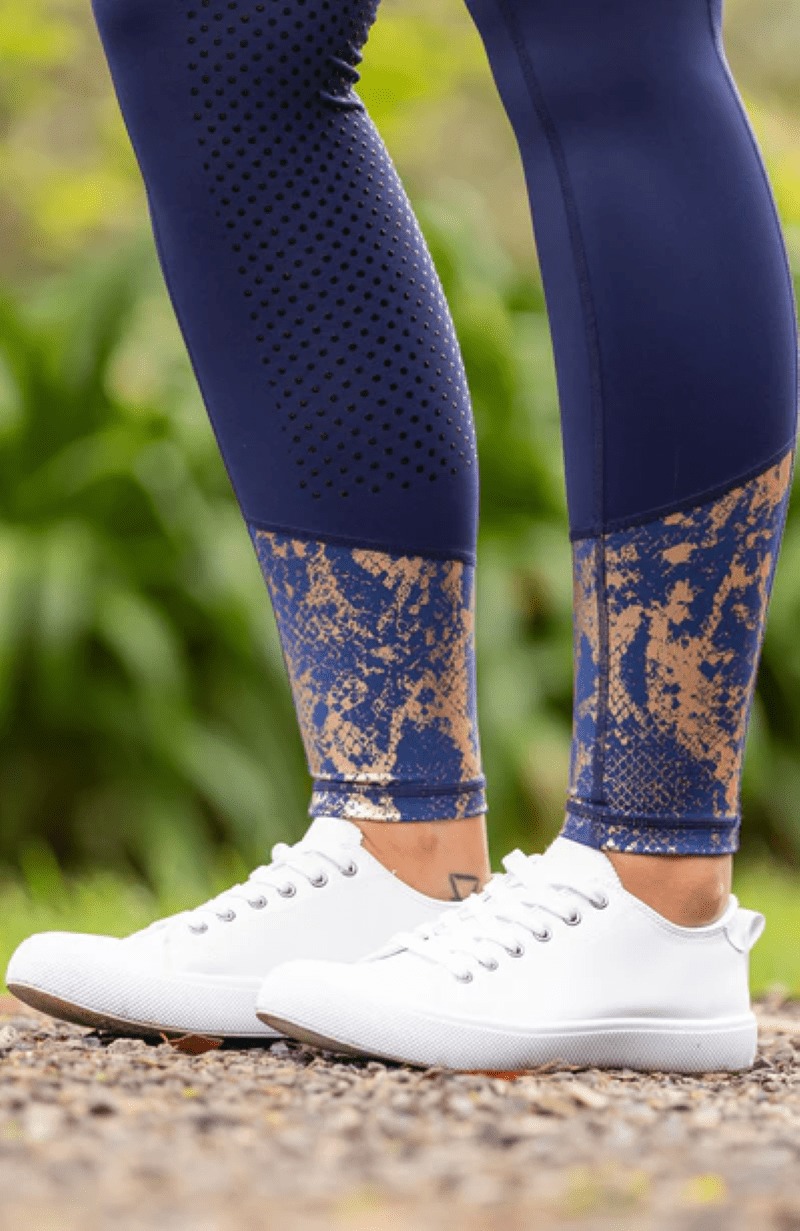 Bare Equestrian Performance Tights Navy/Rose - Size 6-8