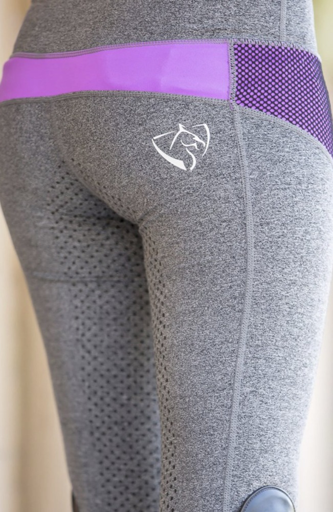 Bare Equestrian Performance Tights Purple Glow - Size 6-8