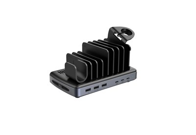 60W 6 Port USB Charging Station with Earphone and Smart Watch Holder