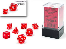 Mini Polyhedral 7 Die Set CHX20374  - Translucent Red/white