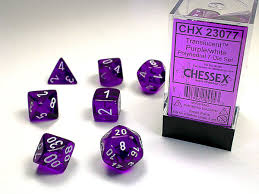 Mini Polyhedral 7 Die Set CHX20377  - Translucent Purple/white