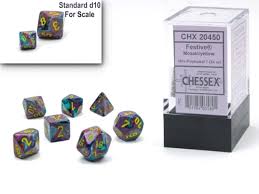 Mini Polyhedral 7 Die Set CHX20450 - Festive Mosaic/Yellow