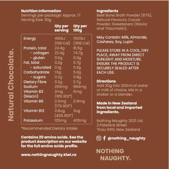 NN Bone Broth Protein Powder 500GM - Natural Chocolate