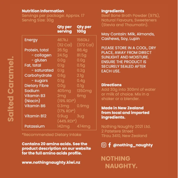 NN Bone Broth Protein Powder 500GM - Salted Caramel