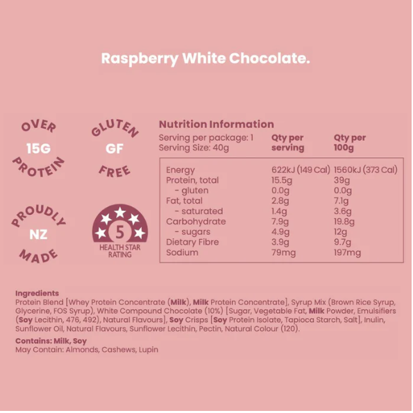 Nothing Naughty Protein Bar - Raspberry White Chocolate