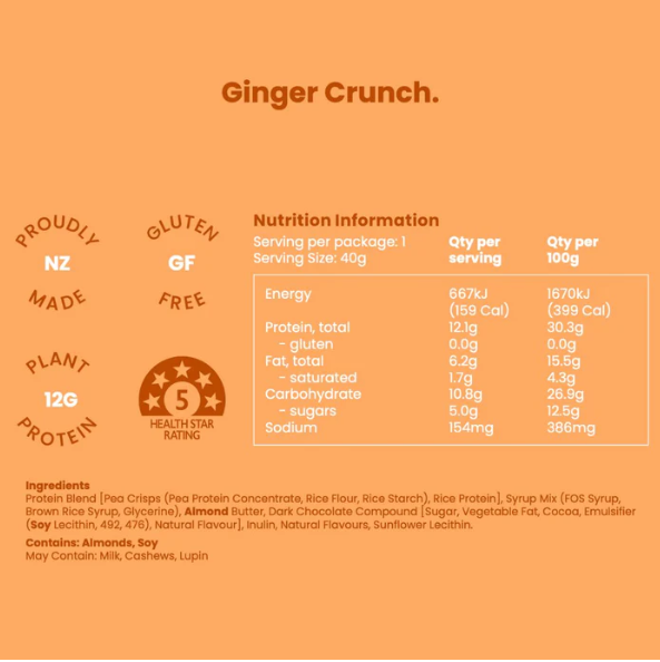 Plant Protein Bar Ginger Crunch
