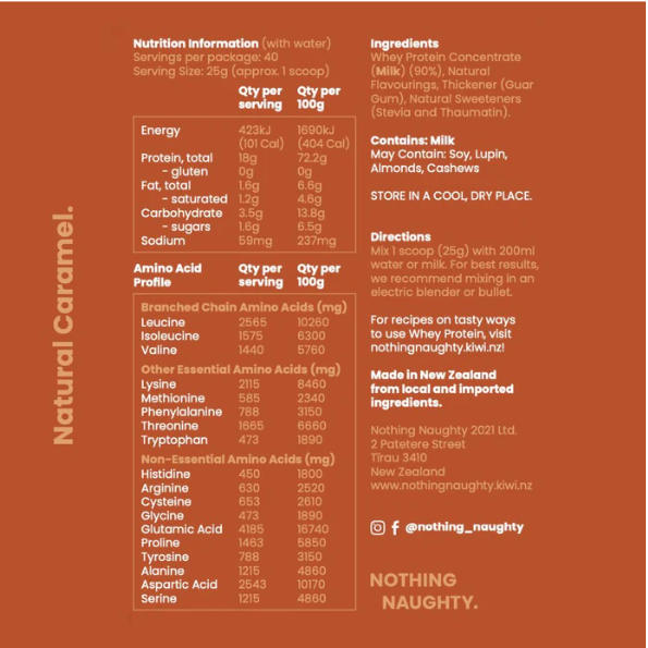 Premium NZ Whey Protein 1KG Jar - Caramel