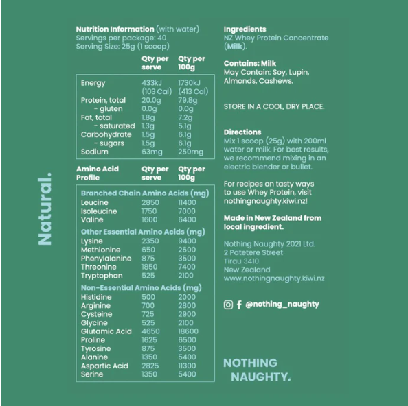 Premium NZ Whey Protein 1KG Jar - Natural