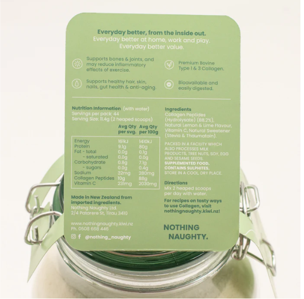 Pure Collagen - 500g Jar - Lemon & Lime + Vitamin C