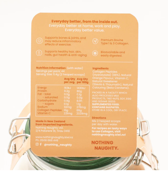 Pure Collagen - 500g Jar - Valencia Orange + Vitamin C