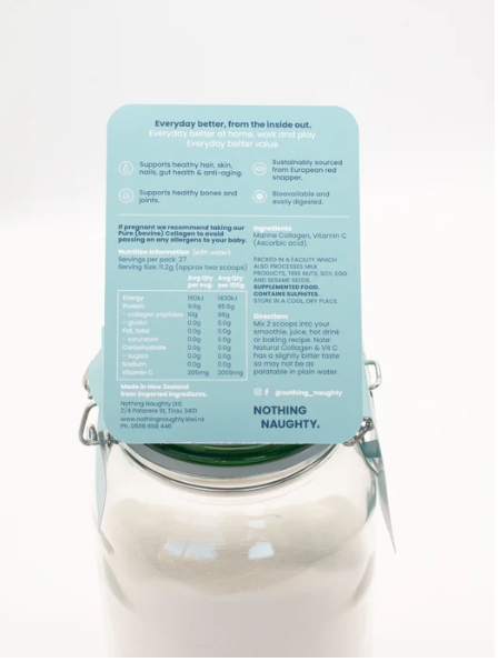 Pure Marine Collagen & Vitamin C - 300g Jar - Natural Unflavoured + Vit C