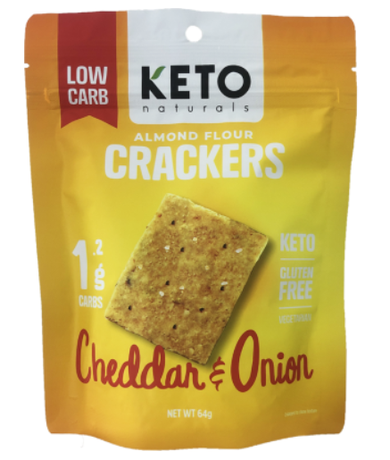 Keto Almond Flour Crackers Cheddar & Onion 64g
