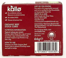 Kallo Organic Beef Stock Cubes 66gm