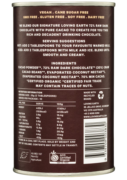 Loving Earth Dark Drinking Chocolate 250g