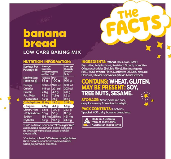 Noshu 95% Sugar Free Banana Bread Mix 450g