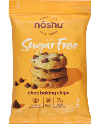 Noshu 95% Sugar Free Choc Baking Chips 140g