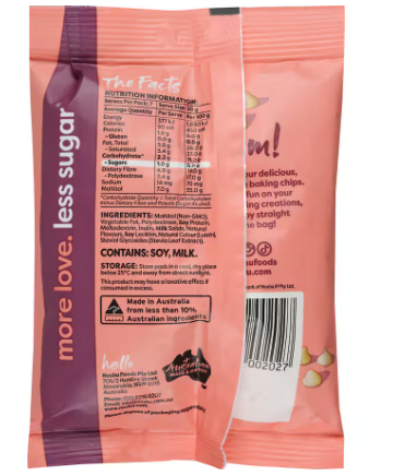 Noshu 95% Sugar Free White Choc Baking Chips 140g