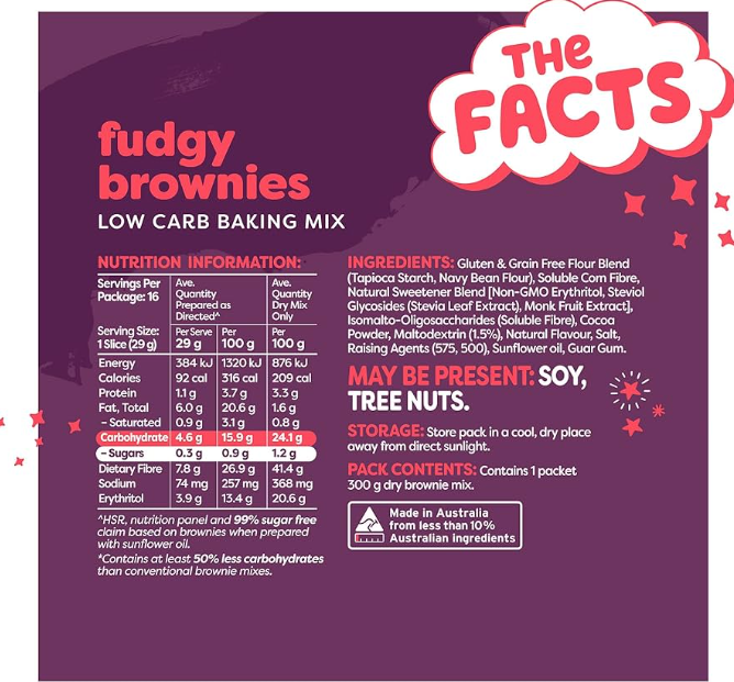 Noshu 99% Sugar Free Fudgy Brownies Mix 300g