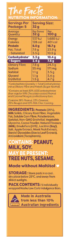 Noshu Peanut & Caramel Nougat 160g