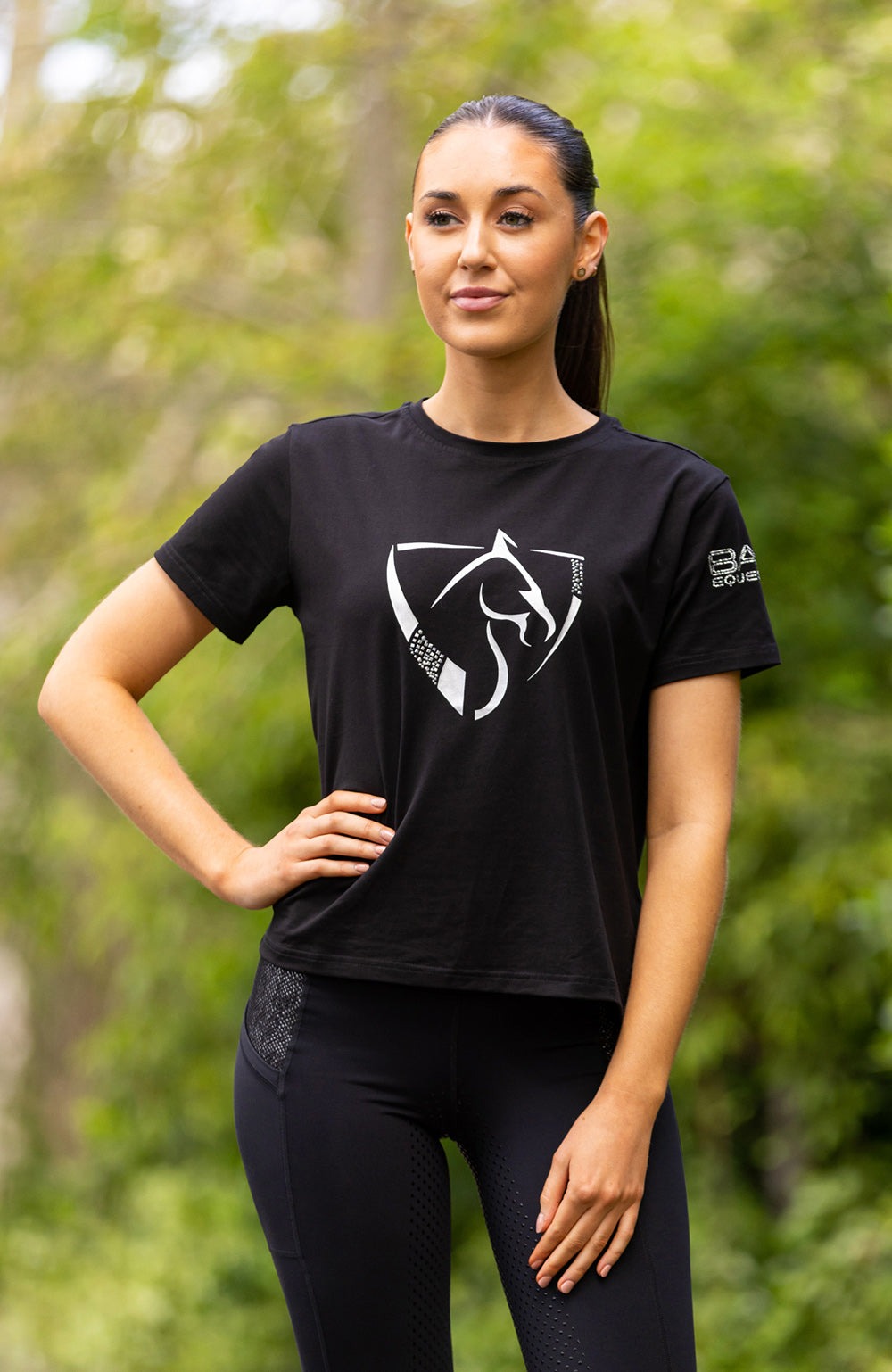 Bare Equestrian Diamond Series T-shirt Ladies Black - Size S