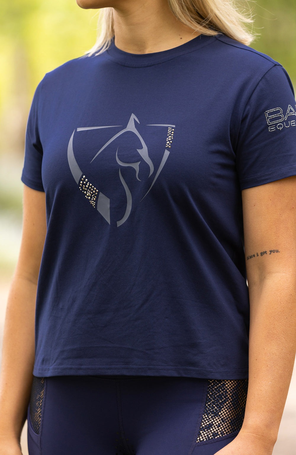 Bare Equestrian Diamond Series T-Shirt Ladies Navy - XS
