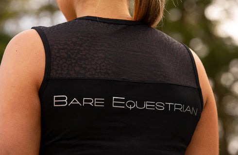 Bare Equestrian Tank Top Black/Black Leopard - Size XL