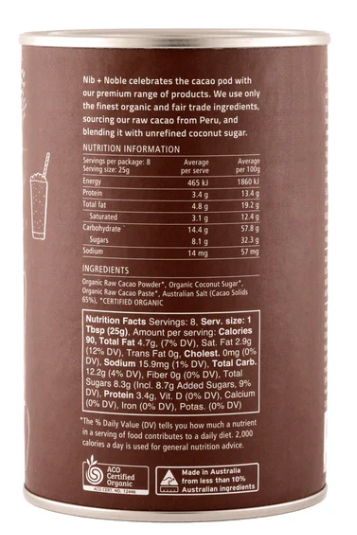 Nib & Noble Organic Drinking Choc 65%