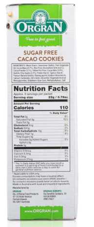 Orgran Cookies SF Cacao 130g