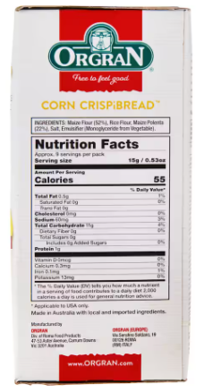 Orgran Crispibread Sweet Potato & Pumpkin 125gm GF