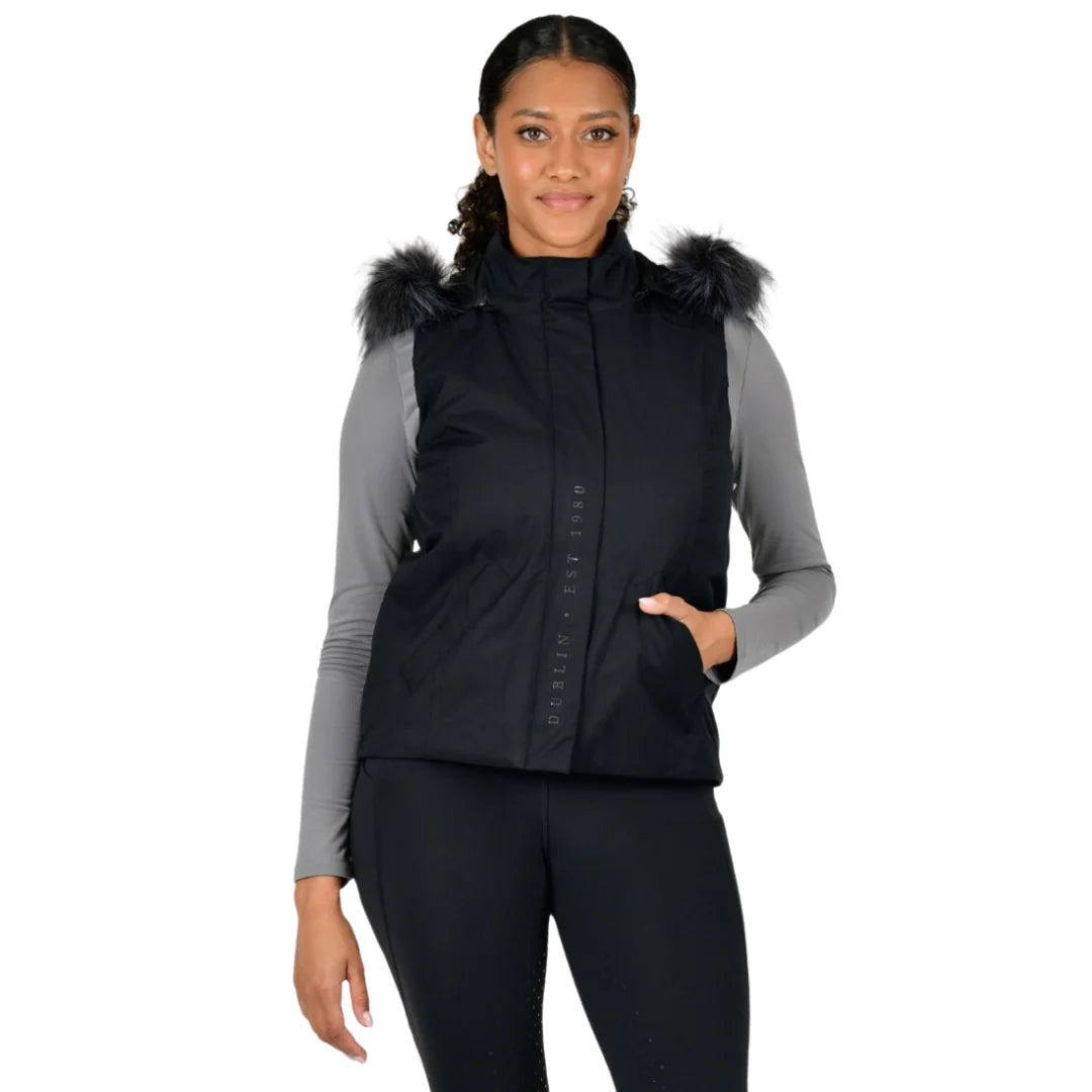 Dublin Frankie Fur Trim Hooded Vest Ladies - S