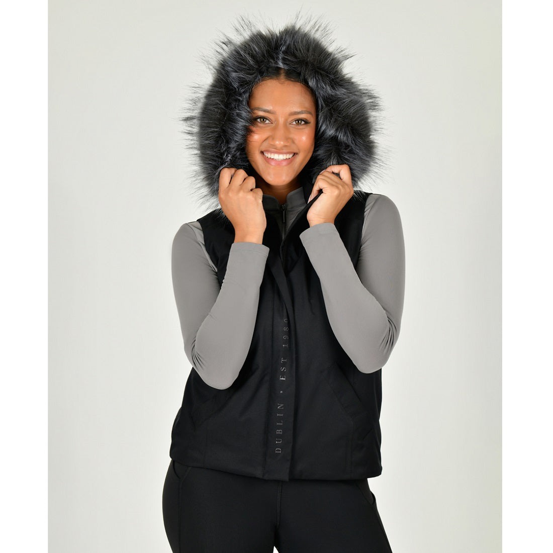 Dublin Frankie Fur Trim Hooded Vest Ladies - S