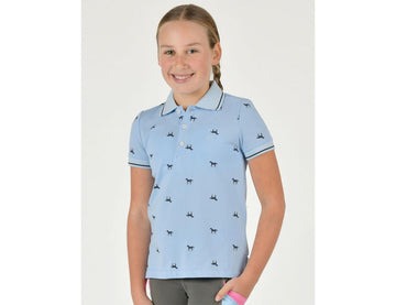 Dublin Elyse Horse Print Polo Child Bluebell - Size 6