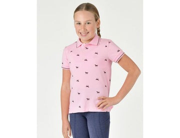 Dublin Elyse Horse Print Polo Child Orchard Pink - Size 10
