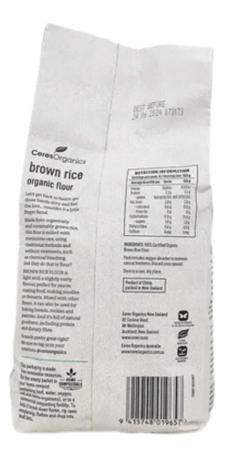 Organic Brown Rice Flour 800g