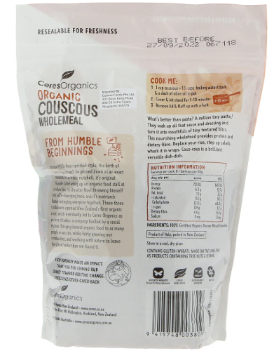 Organic Couscous Wholemeal