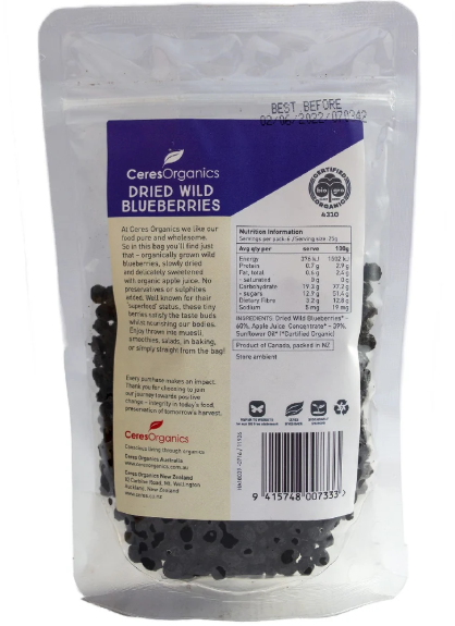 Organic Dried Wild Blueberries