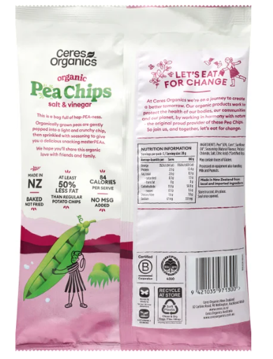 Organic Pea Chips, Salt & Vinegar