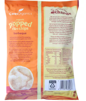 Organic Popped Rice Chips, Barbeque