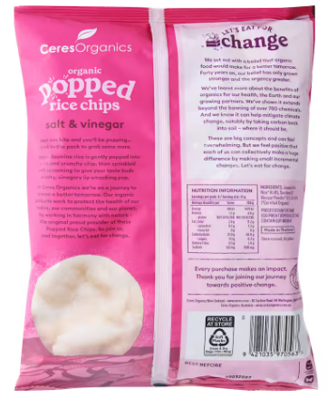 Organic Popped Rice Chips, Salt & Vinegar