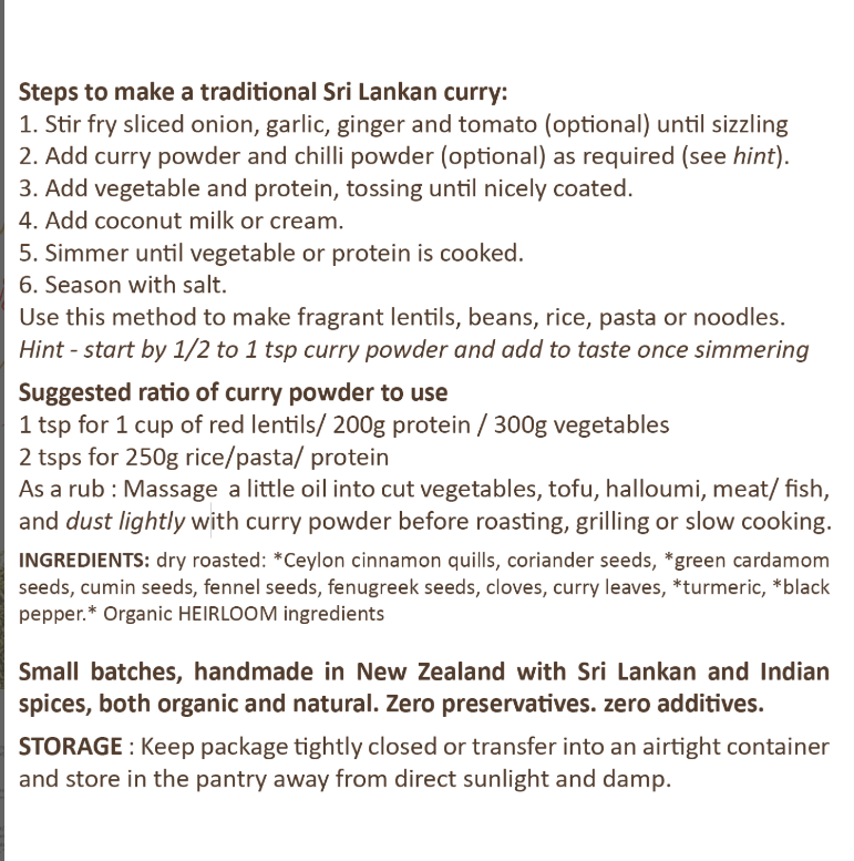 Heirloom Organic Sri Lankan Curry Powder 30g