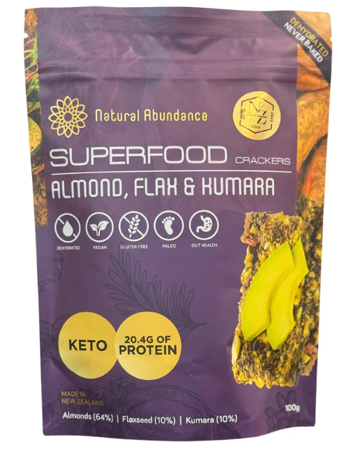 NA Superfood Crackers - Almond, Flax & Kumara100gm