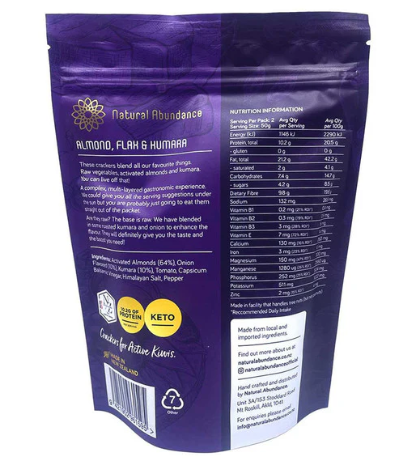 NA Superfood Crackers - Almond, Flax & Kumara100gm