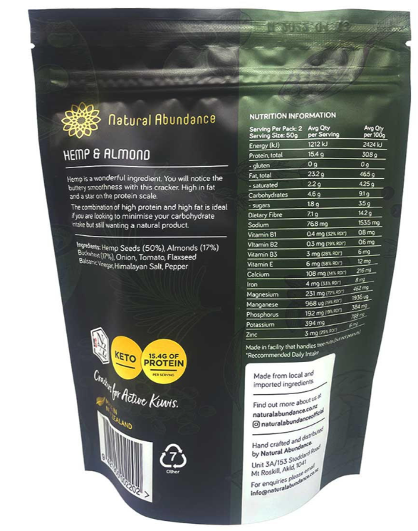 NA Superfood Crackers - Hemp & Almond 100gm