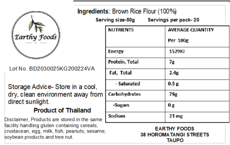 Earthy Brown Rice Flour 1kg