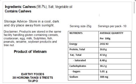 Earthy Roasted Salted Cashews 250g