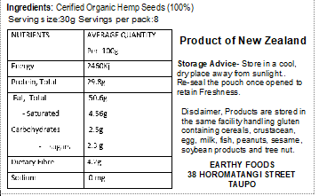 Earthy Hemp Hearts Organic 250g