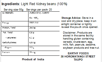 Earthy Light Red Kidney Beans 1KG