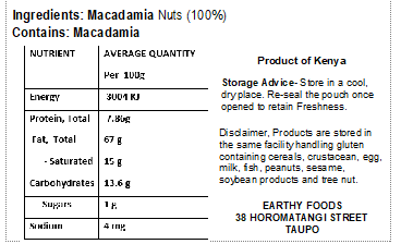 Earthy Macadamia Halves 120g